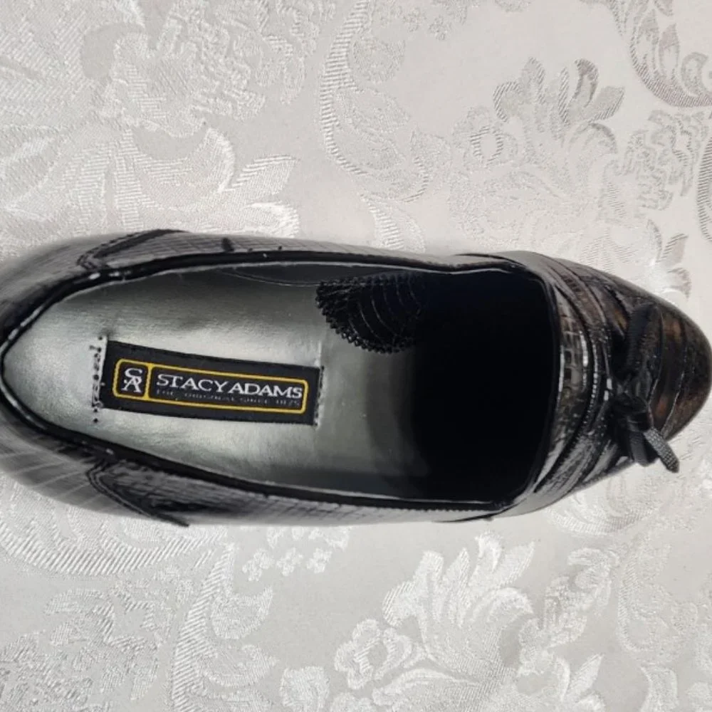 Men's Stacy Adams Black Snakeskin and Leather Tassel Slip-on Dress Loafer - Picture 8 of 12